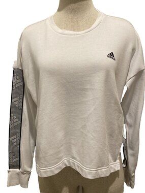 Adidas Women’s Changeover Tape Crew Sweatshirt Medium White with Grey Stripes